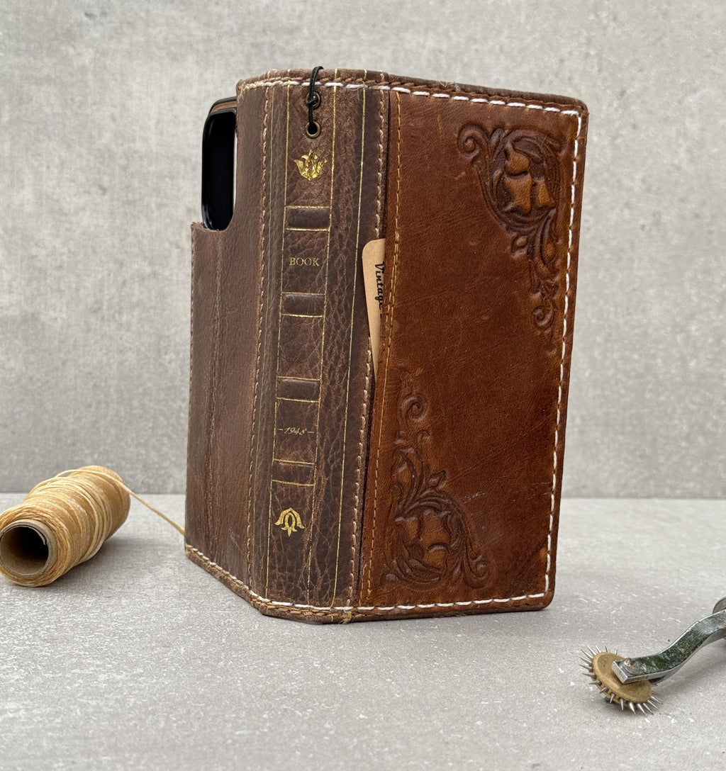 Handmade Leather Wallet Case for Google Pixel Fold: Book Style Cover