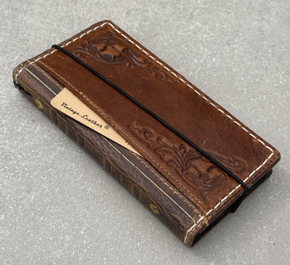 Handmade Leather Samsung Galaxy Wallet Case: Book Design Card Slots