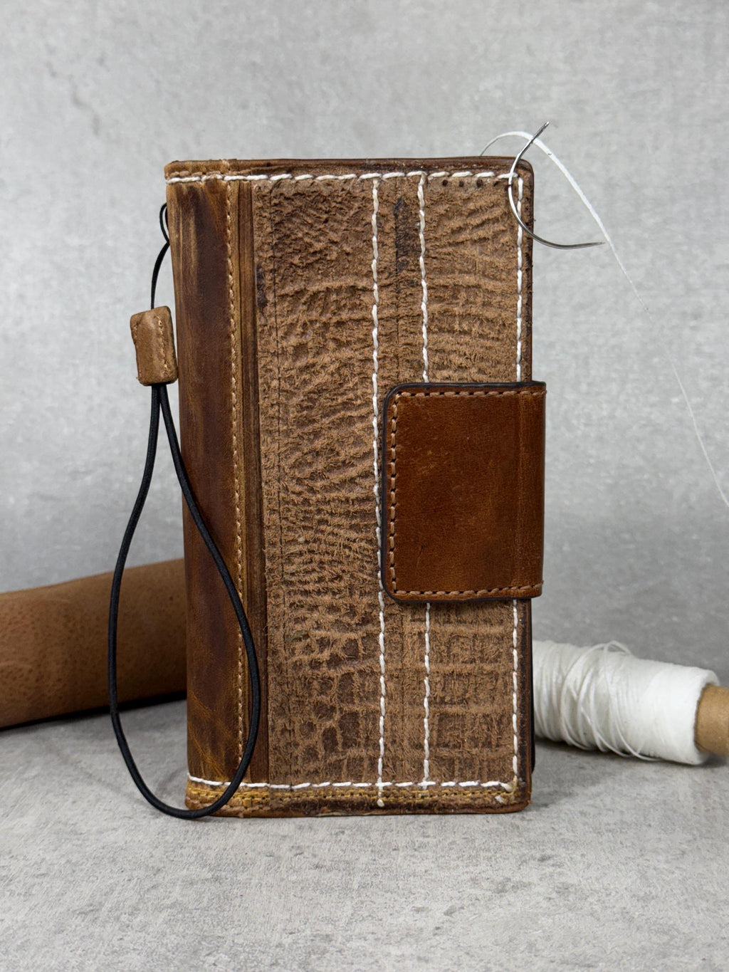 Vintage Leather iPhone Wallet Case: Book Style, Card Slots