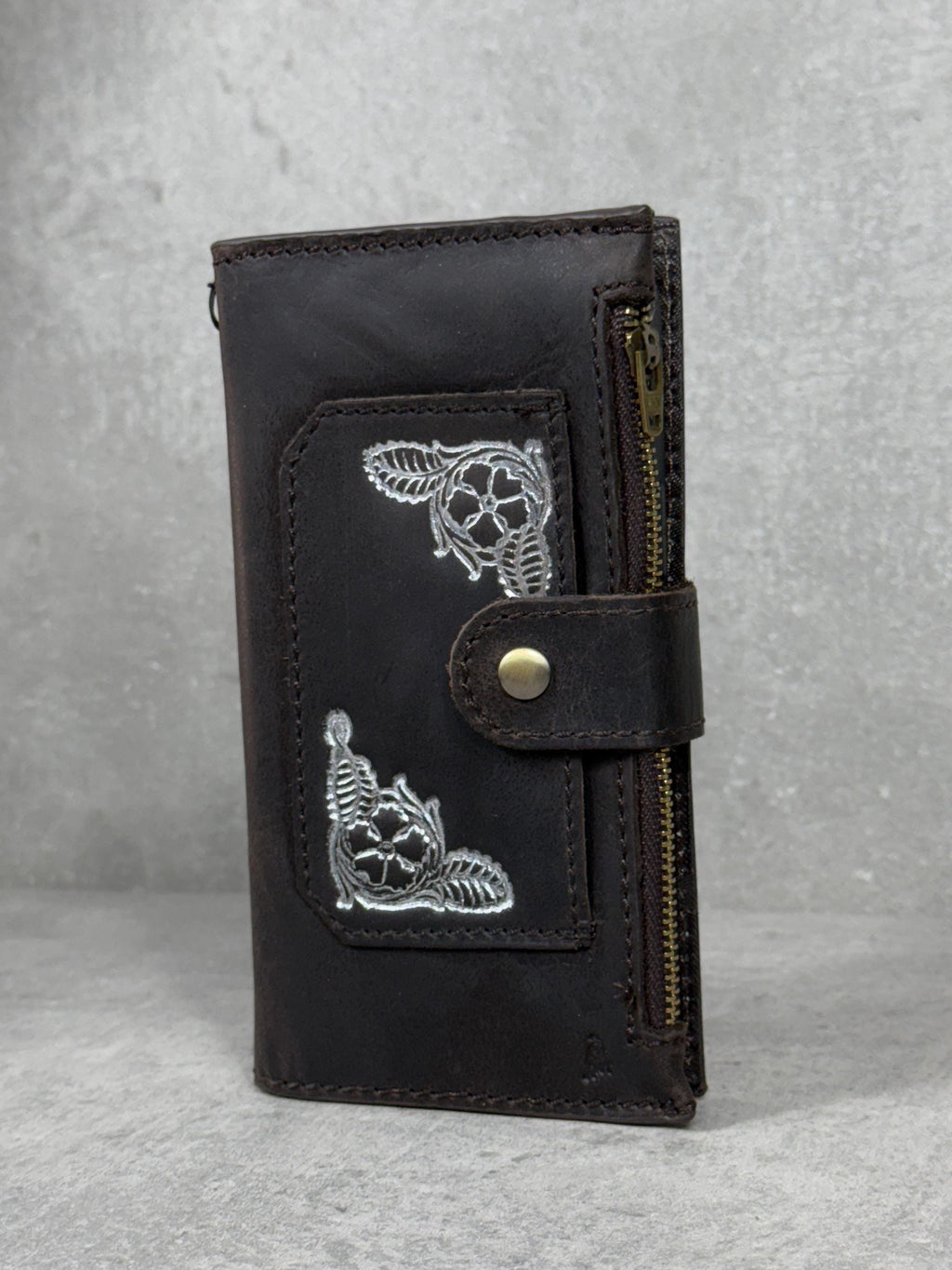 Handmade Leather Wallet Case for Google Pixel: Retro Card Holder with Zipper