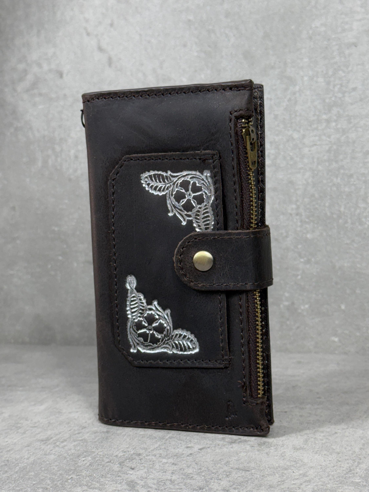 Handmade Leather Wallet Case for Google Pixel: Retro Card Holder with Zipper