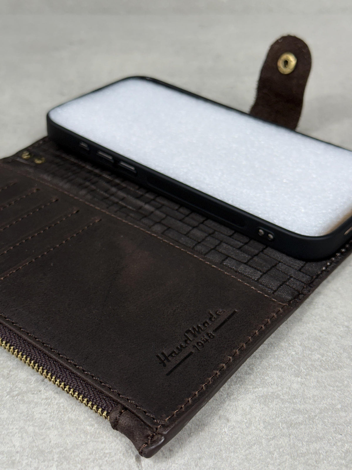 Handmade Leather Wallet Case for Google Pixel: Retro Card Holder with Zipper