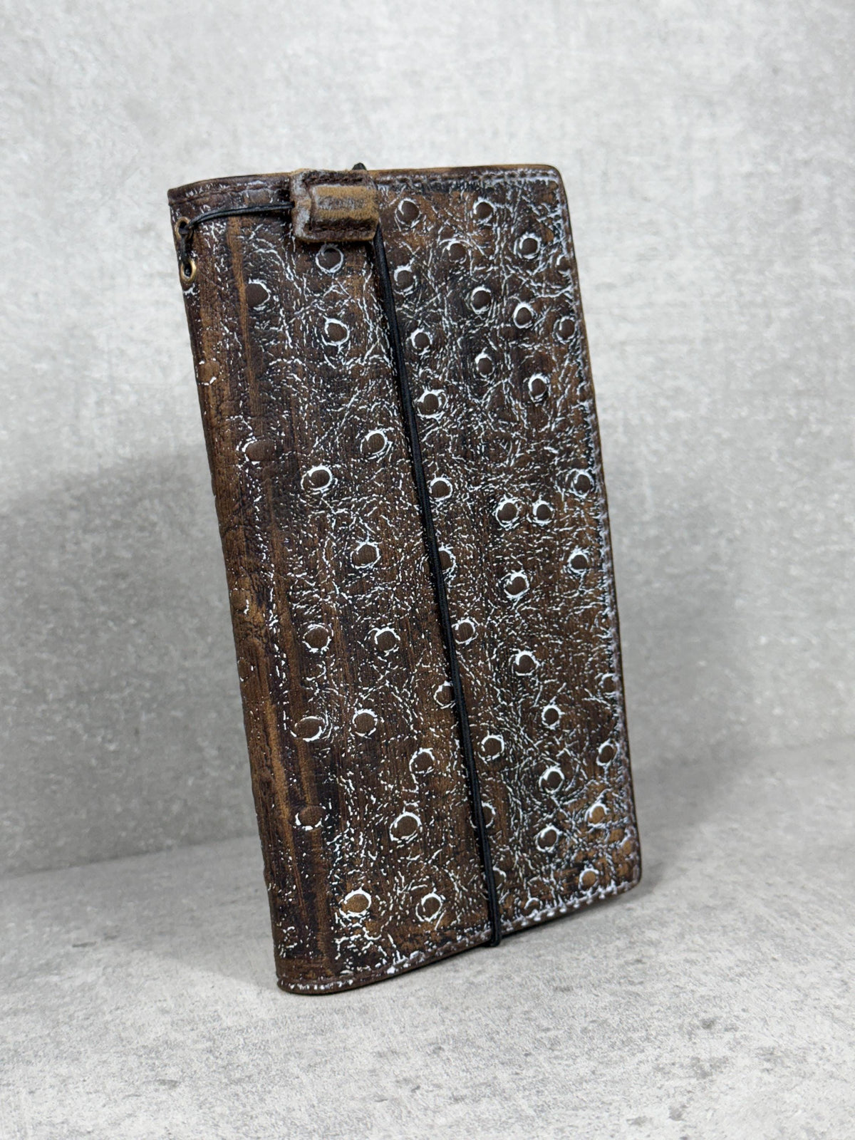 Ostrich Style Leather iPhone Wallet Case: Vintage Book Design