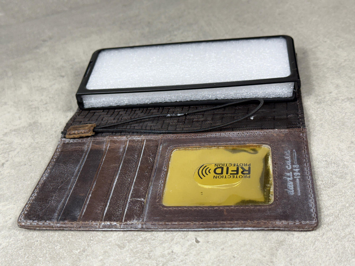 Ostrich Style Leather iPhone Wallet Case: Vintage Book Design