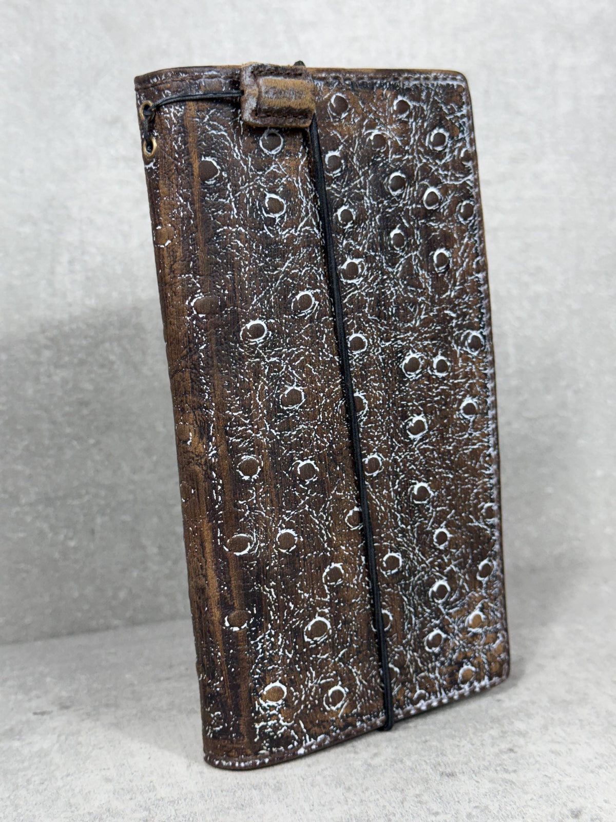 Ostrich Style Leather iPhone Wallet Case: Vintage Book Design