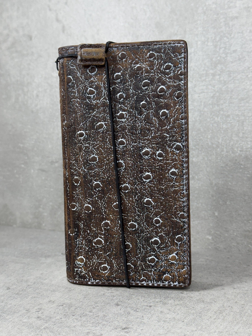 Ostrich Style Leather iPhone Wallet Case: Vintage Book Design