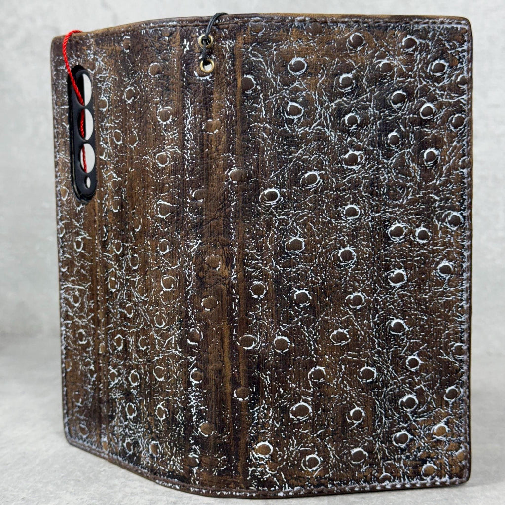 Ostrich Style Leather iPhone Wallet Case: Vintage Book Design