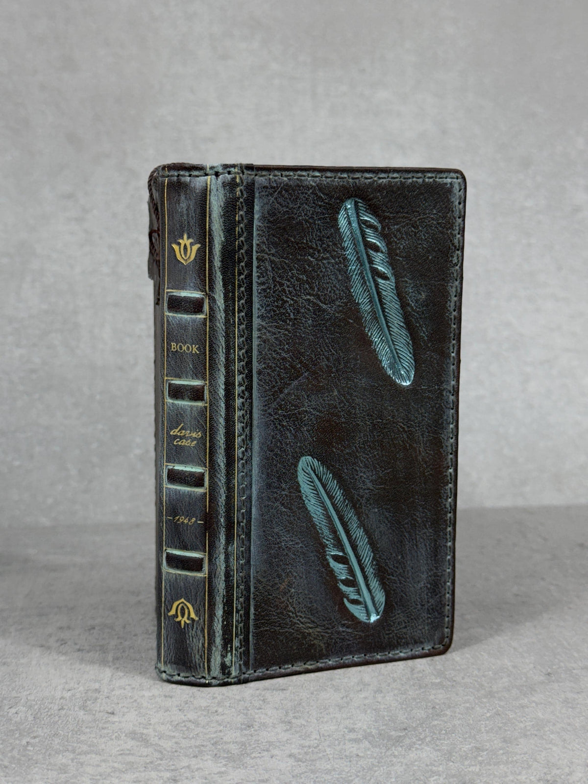 Handmade Leather Wallet Case for Galaxy: Book Design, Card Slots