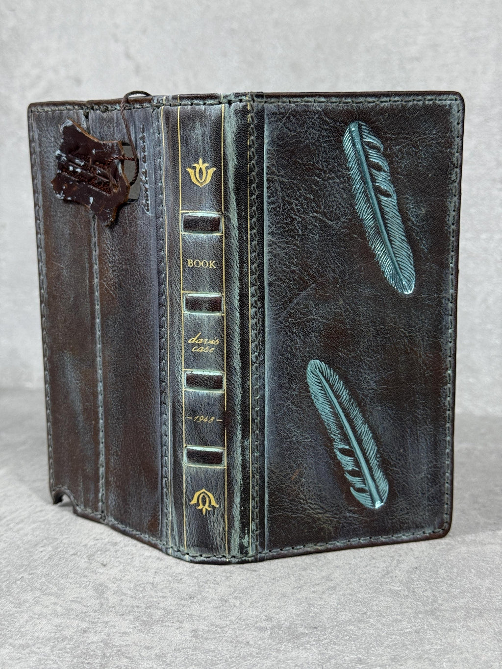 Handmade Leather Wallet Case for Galaxy: Book Design, Card Slots