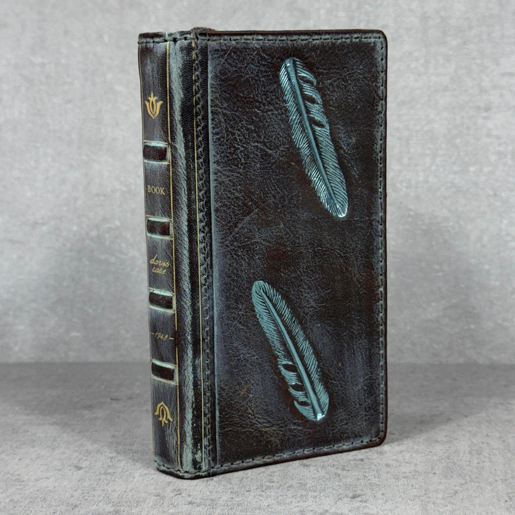 Handmade Leather Wallet Case for Galaxy: Book Design, Card Slots