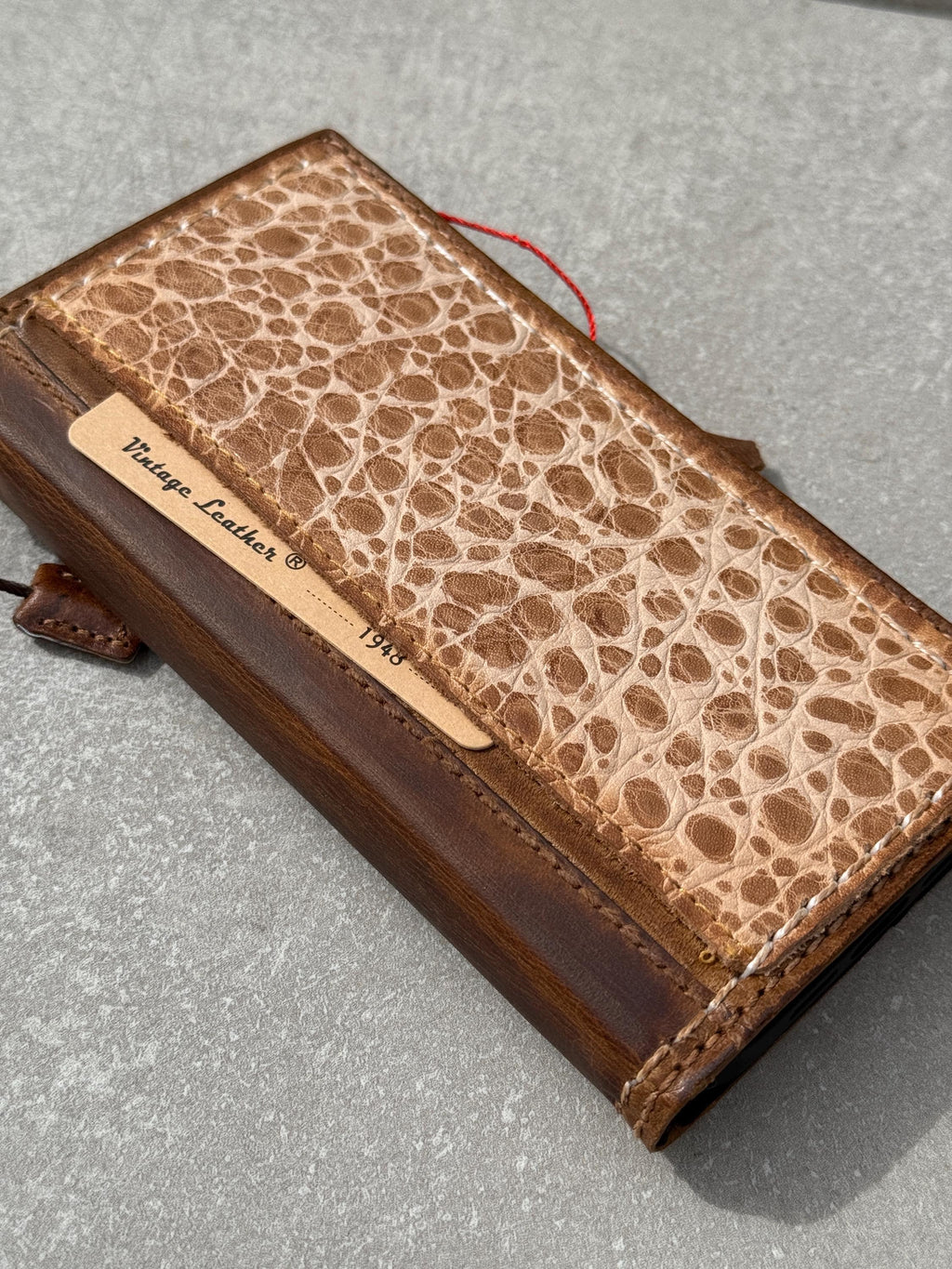 Genuine Leather Wallet Case: Vintage Book Style, Card Slots
