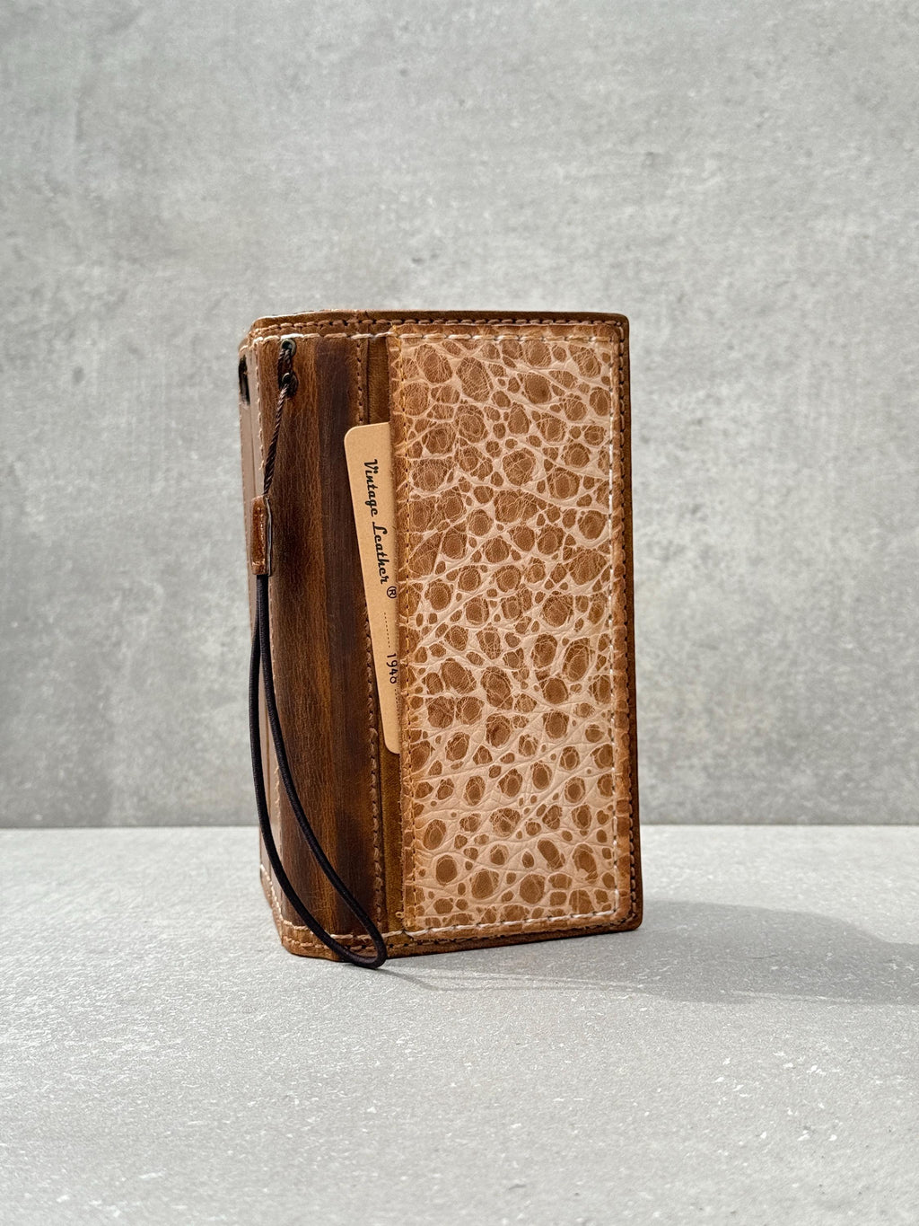 Genuine Leather Wallet Case: Vintage Book Style, Card Slots