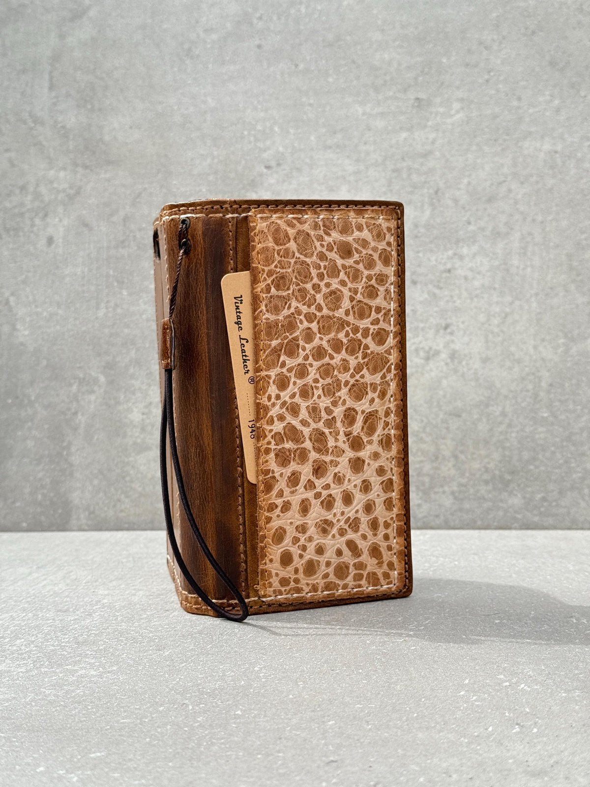 Genuine Leather Wallet Case: Vintage Book Style, Card Slots