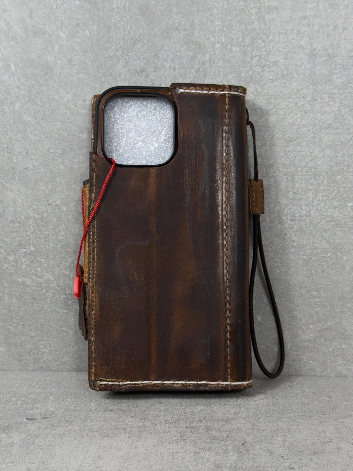 Vintage Leather iPhone Wallet Case: Book Style, Credit Card Slots