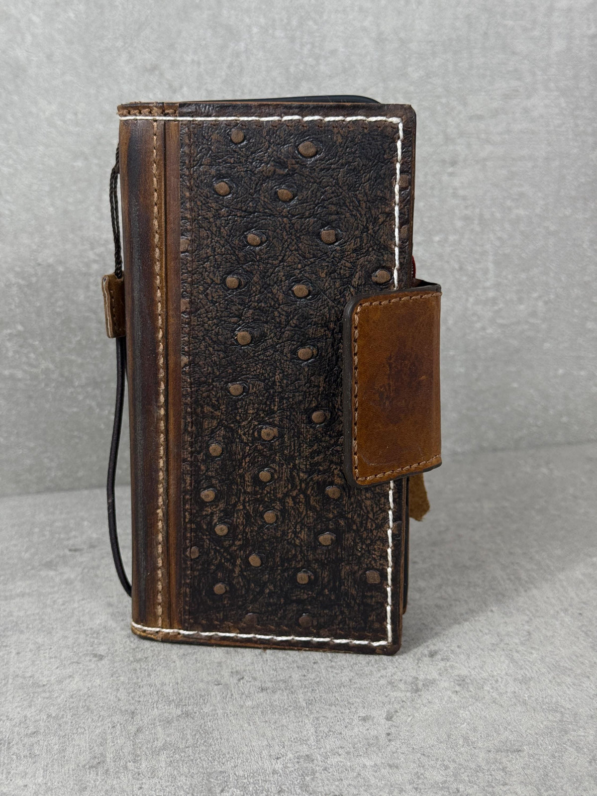 Vintage Leather iPhone Wallet Case: Book Style, Credit Card Slots