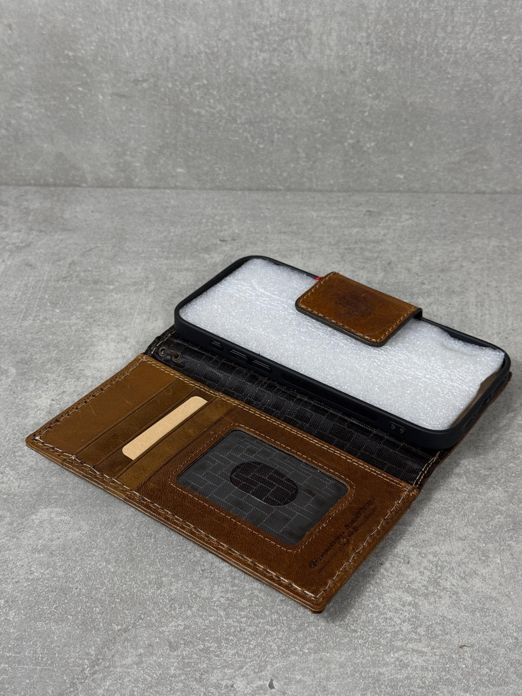 Vintage Leather iPhone Wallet Case: Book Style, Credit Card Slots