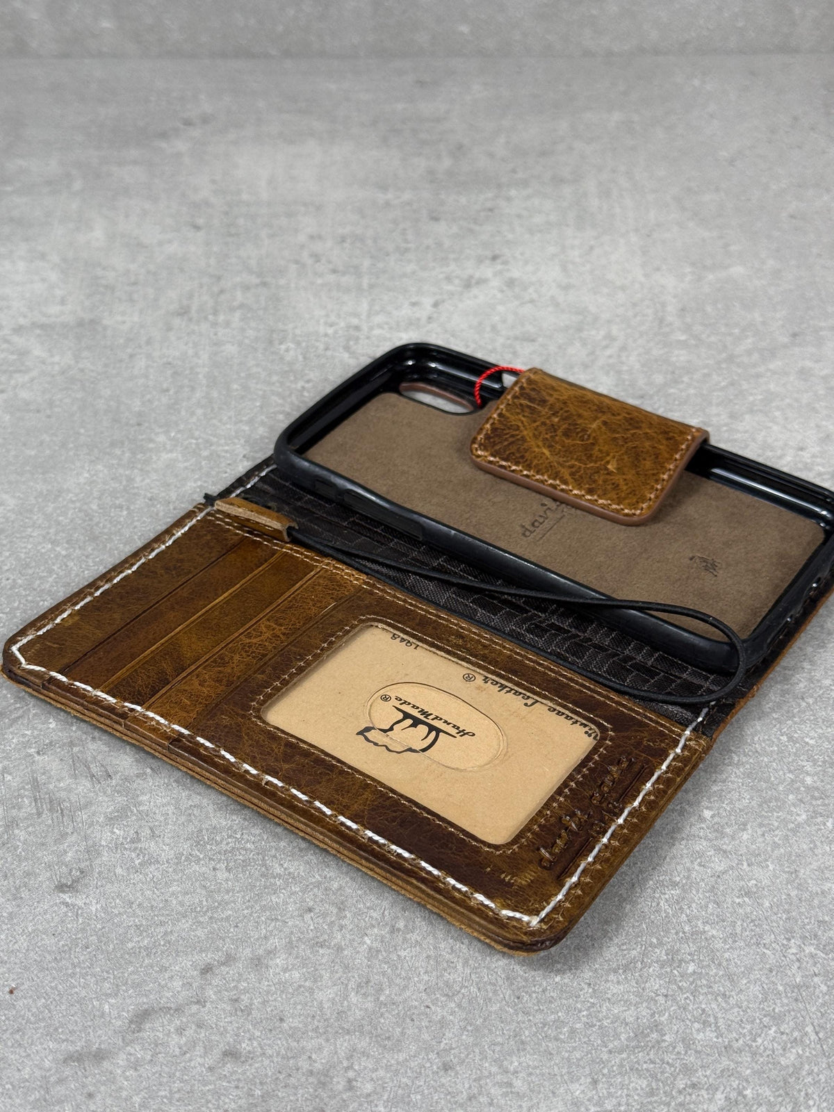 Vintage Leather iPhone Wallet Case: Book Style, Credit Card Slots
