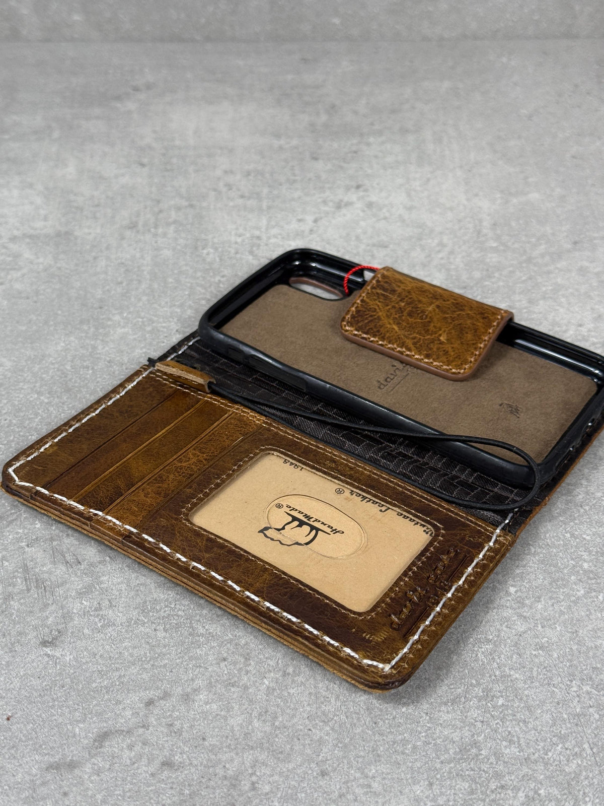 Vintage Leather iPhone Wallet Case: Book Style, Credit Card Slots