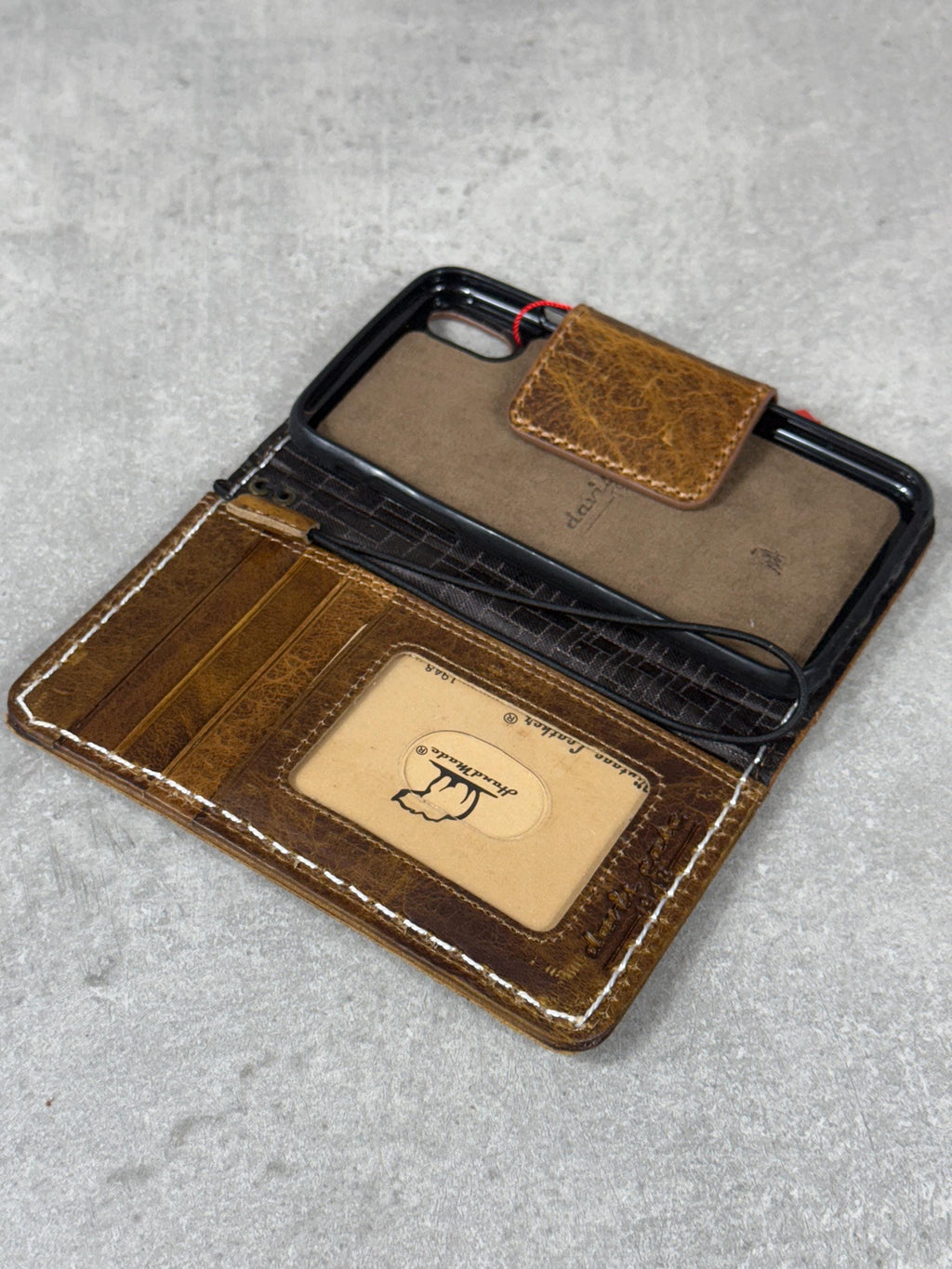 Vintage Leather iPhone Wallet Case: Book Style, Credit Card Slots