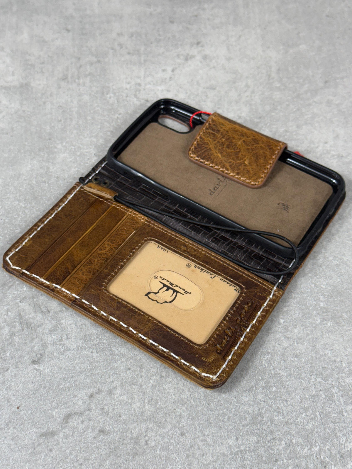 Vintage Leather iPhone Wallet Case: Book Style, Credit Card Slots