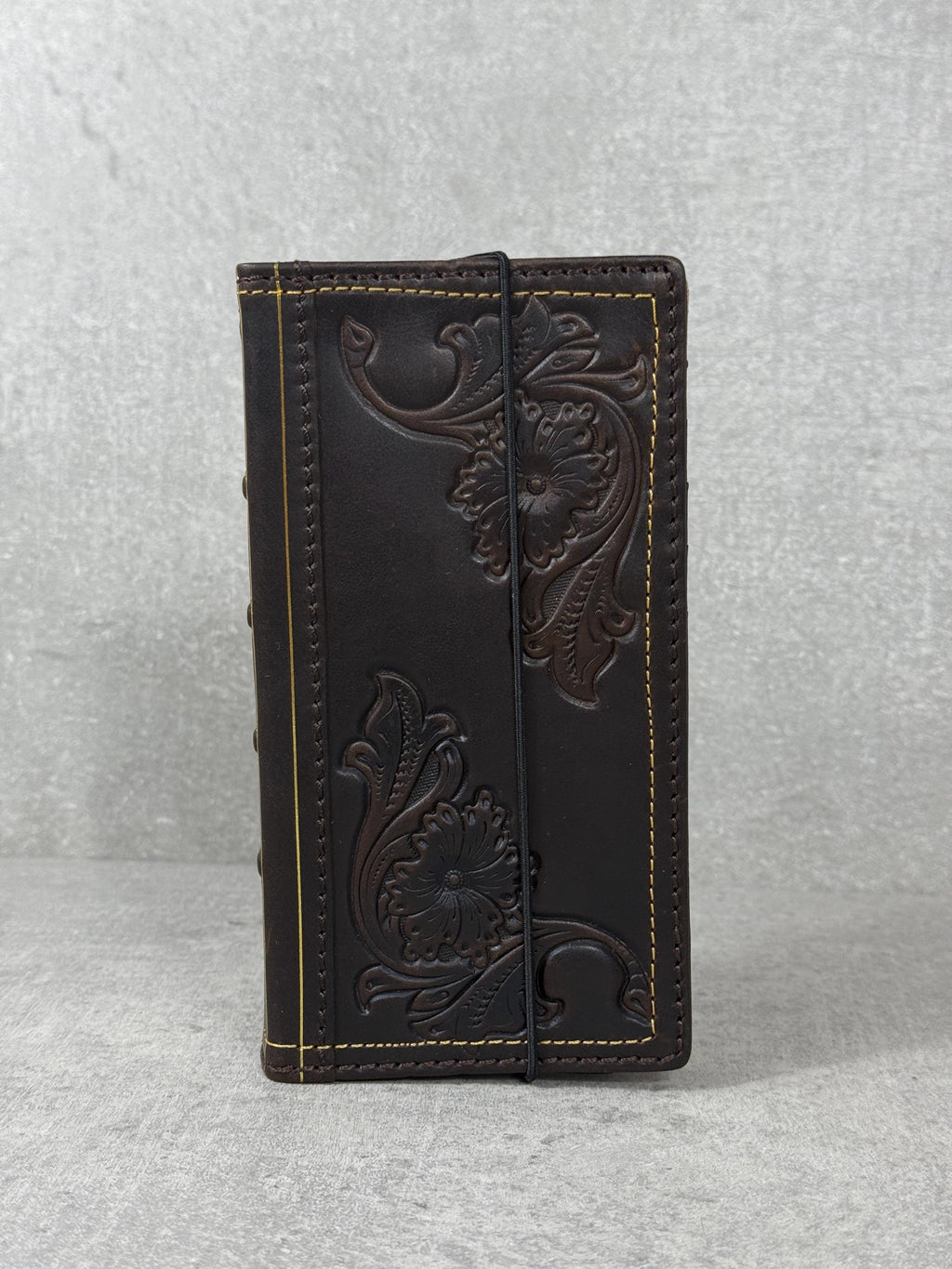 Handmade Leather Book Wallet Case for iPhone: Vintage Style Card Slots