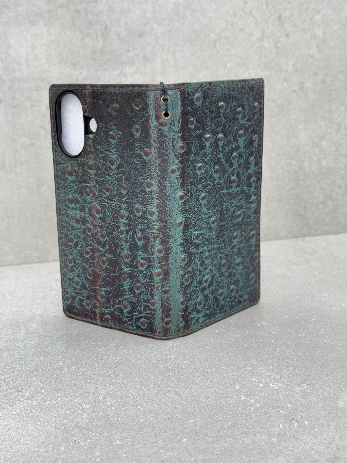 Vintage Green Leather iPhone Wallet Case with Card Slots