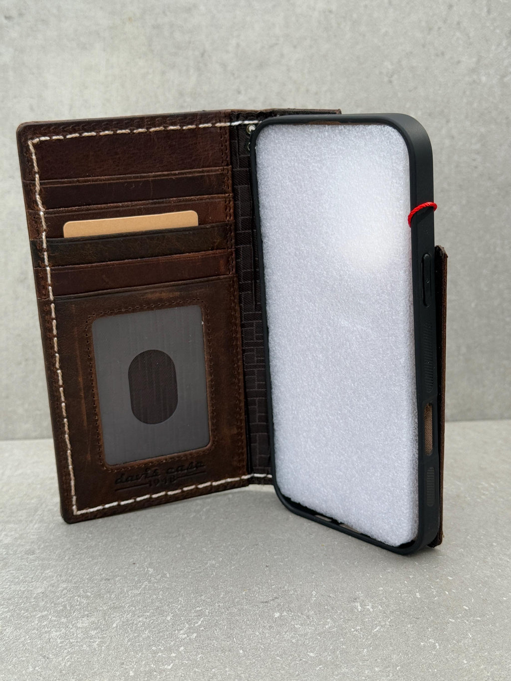 Vintage Leather iPhone Wallet Case: Book Style, Card Slots