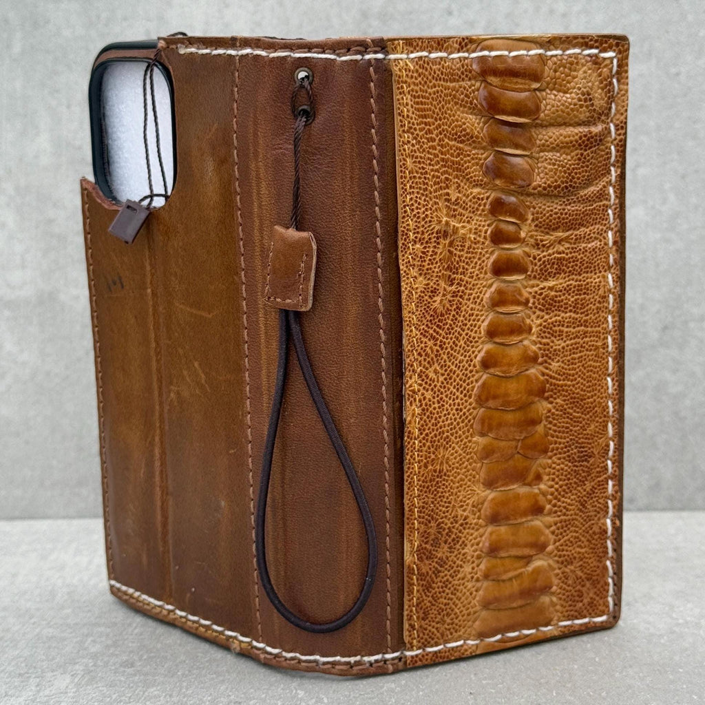 Vintage Leather iPhone Wallet Case: Book Style, Card Slots