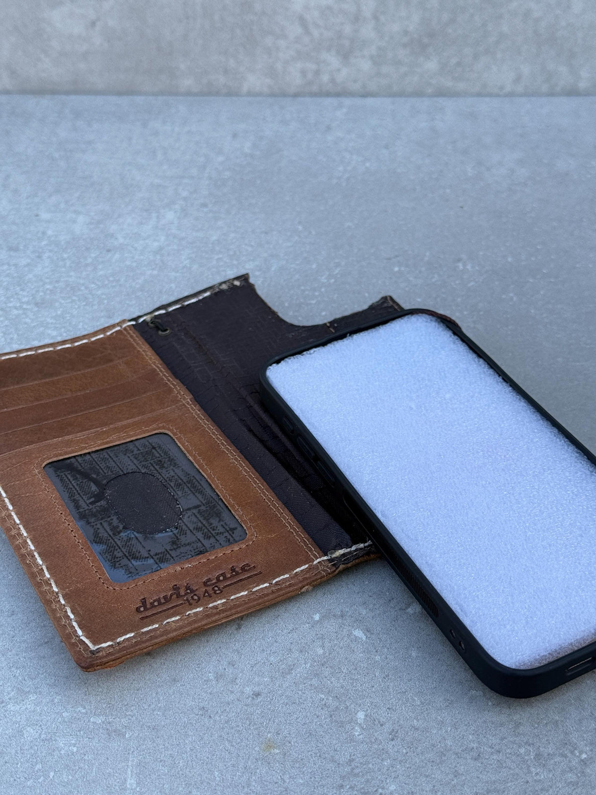 Genuine Leather iPhone Wallet Case: Vintage Book Style, Credit Card Slots