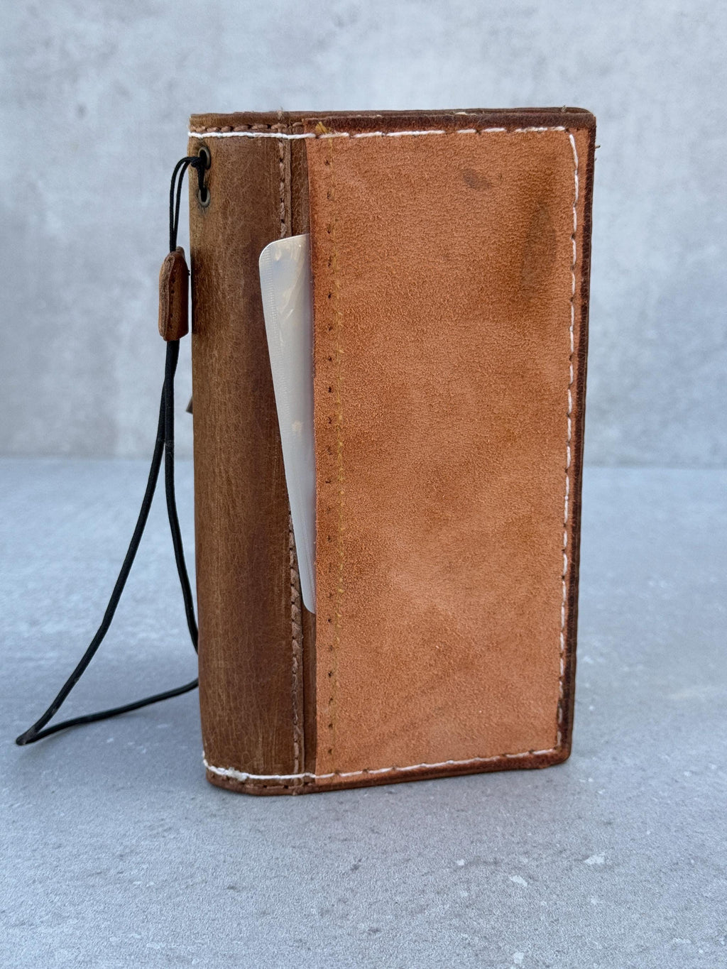 Genuine Leather iPhone Wallet Case: Vintage Book Style, Credit Card Slots