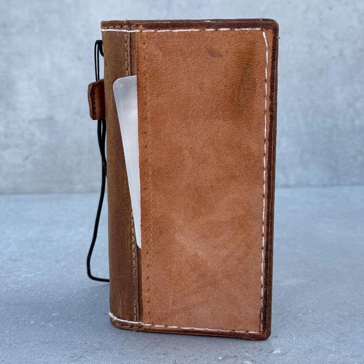 Genuine Leather iPhone Wallet Case: Vintage Book Style, Credit Card Slots