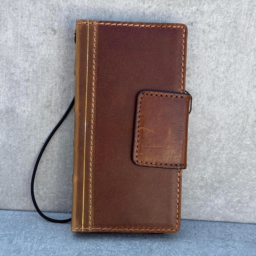 Vintage Book Style Leather iPhone Wallet Case with Card Slots