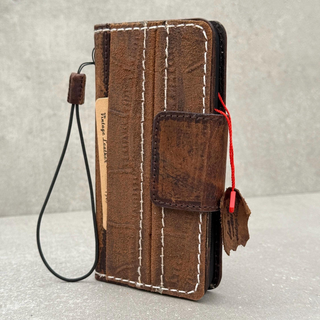 Handmade Leather Wallet Case for Google Pixel: Vintage Card Slots