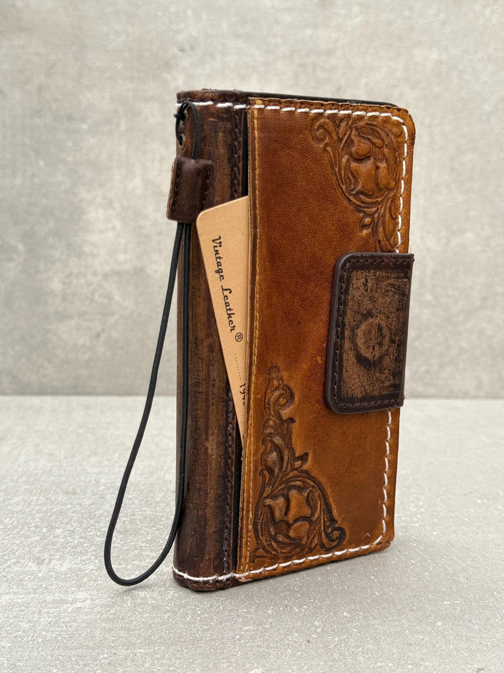 Handmade Leather Wallet Case for Google Pixel: Vintage Card Slots Cover