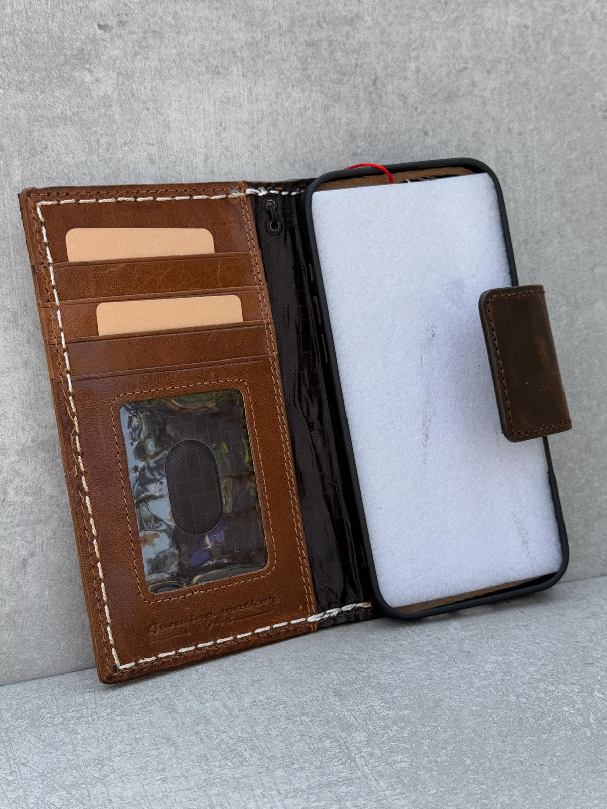 Handmade Leather Wallet Case for Google Pixel: Vintage Card Slots