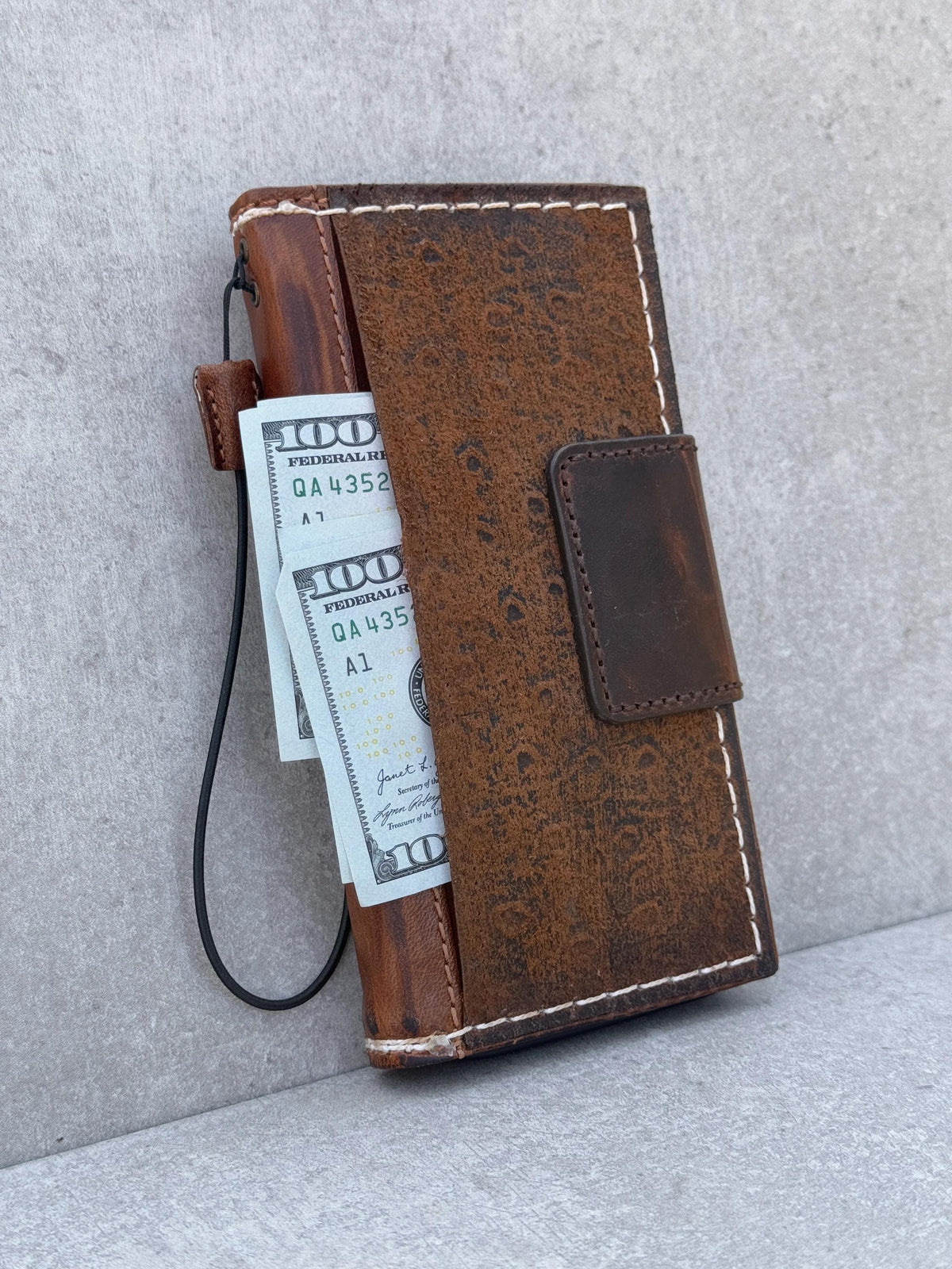 Handmade Leather Wallet Case for Google Pixel: Vintage Card Slots