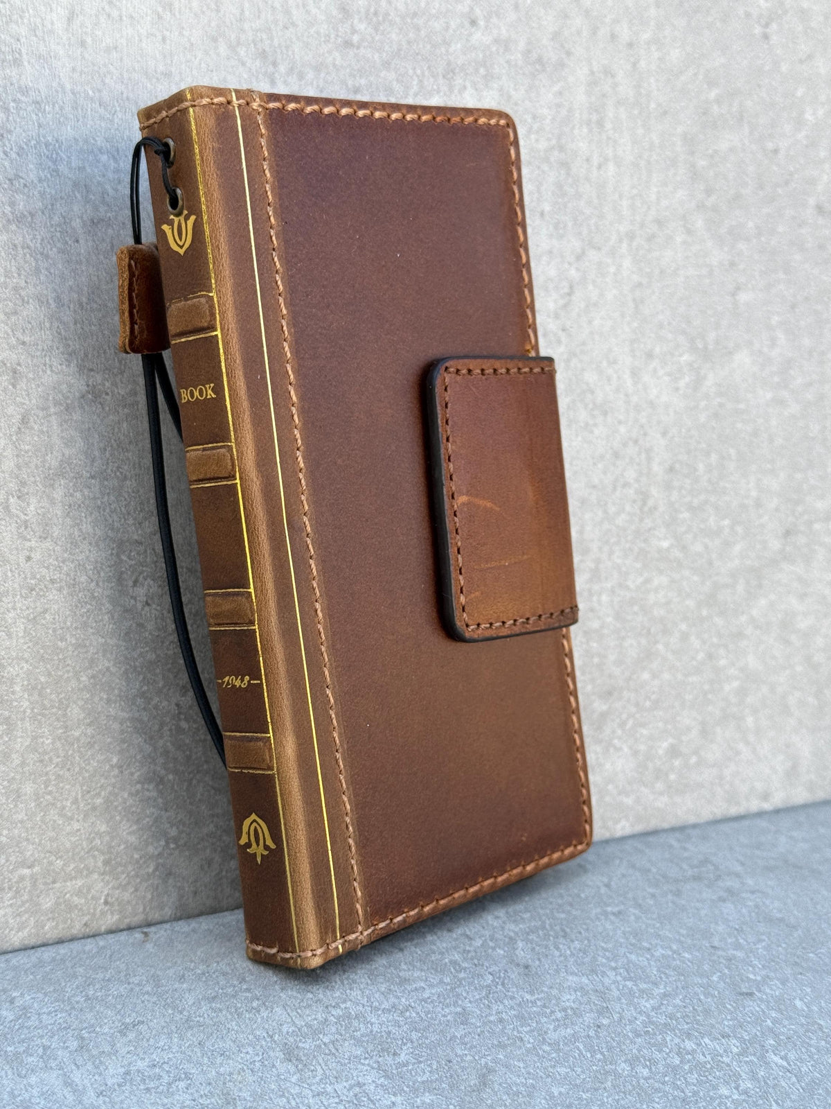 Handmade Leather Book Wallet Case for Galaxy S21 S22 S23 S24 S25 Ultra
