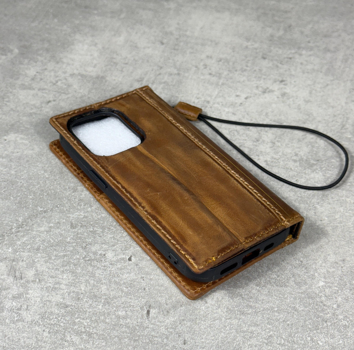 Handmade Leather Wallet Case for Galaxy: Book Design, Card Slots
