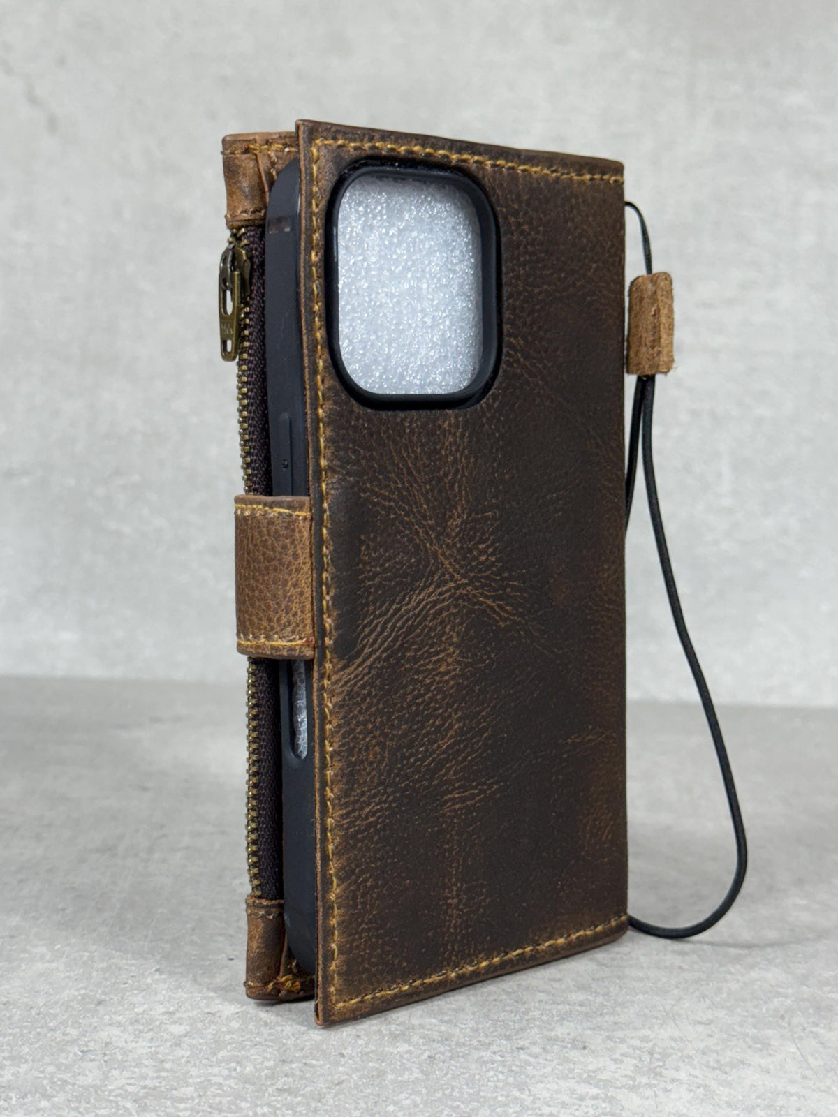 Handmade Leather Wallet Case for Galaxy: Book Design, Card Slots