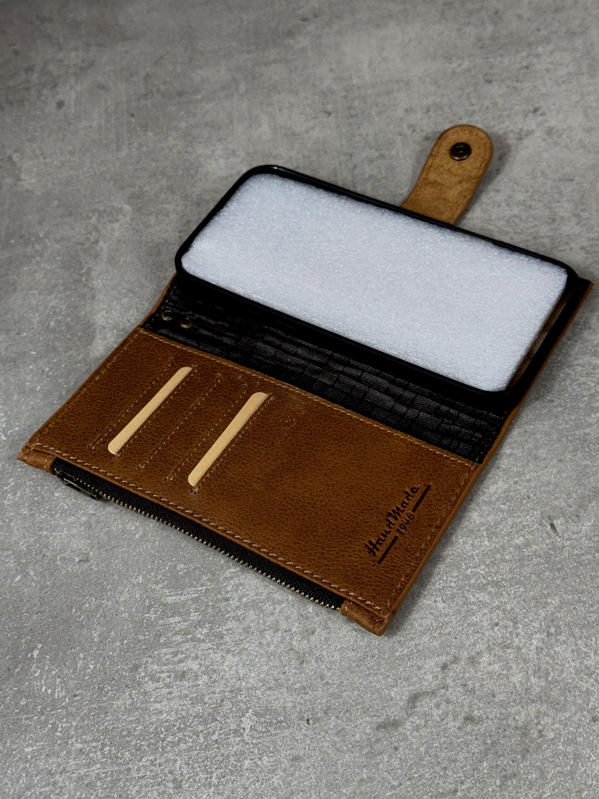Handmade Leather Wallet Case for Galaxy: Book Design, Card Slots