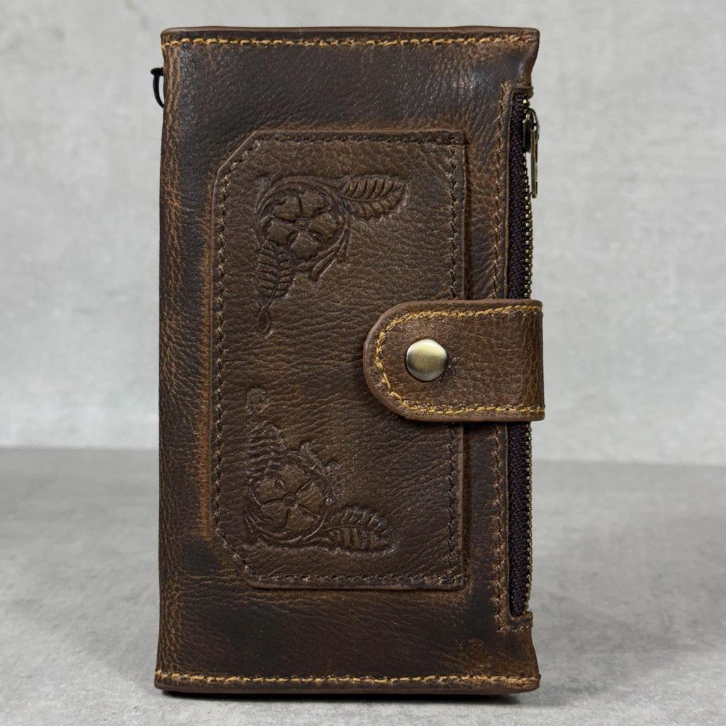 Handmade Leather Wallet Case for Galaxy: Book Design, Card Slots