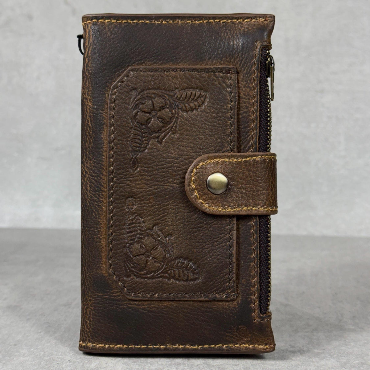 Handmade Leather Wallet Case for Galaxy: Book Design, Card Slots