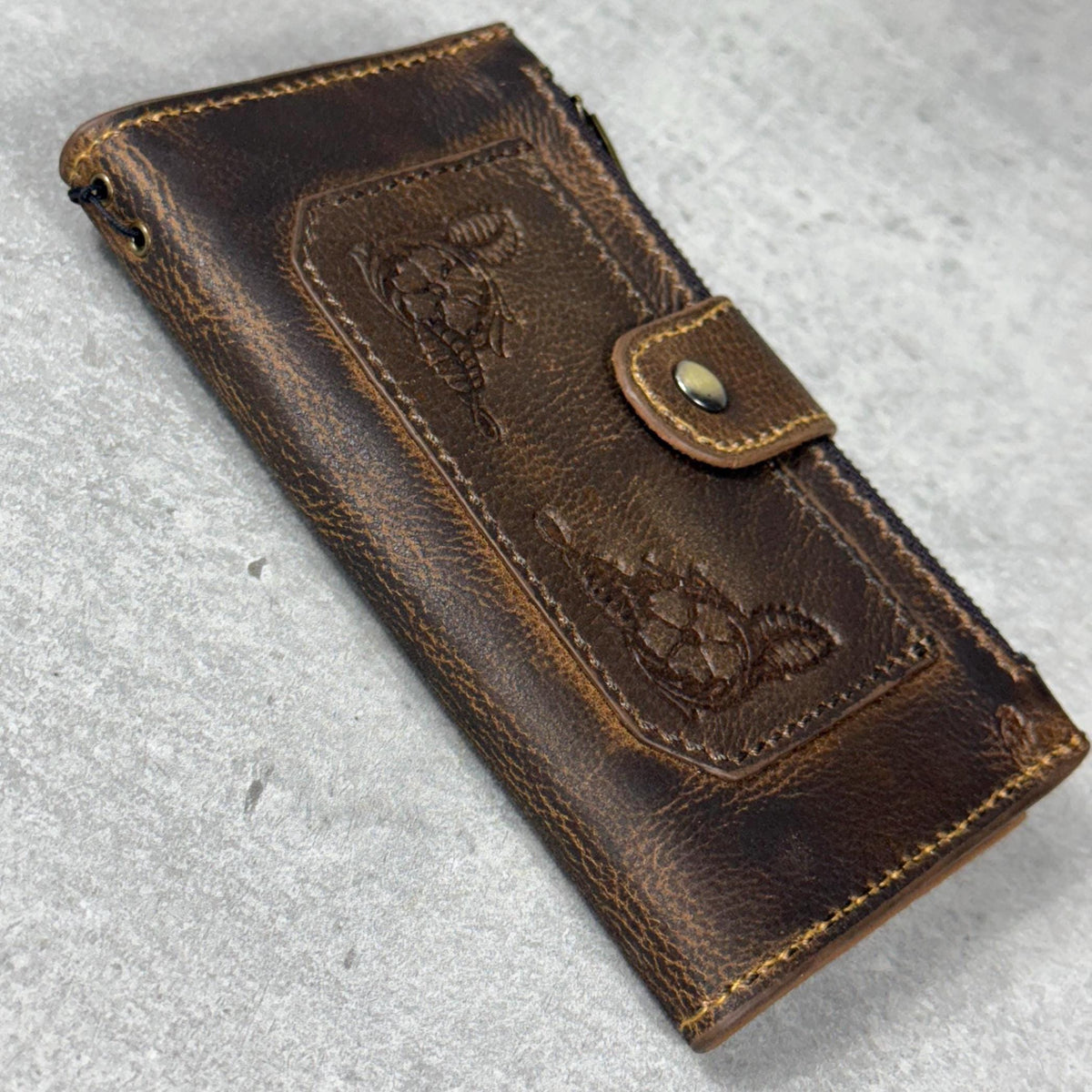 Handmade Leather Wallet Case for Galaxy: Book Design, Card Slots
