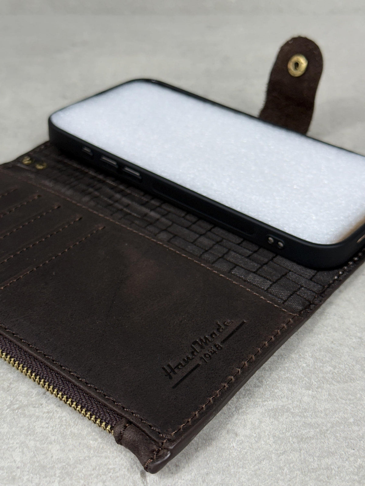 Handmade Leather Wallet Case for Galaxy: Book Design, Card Slots