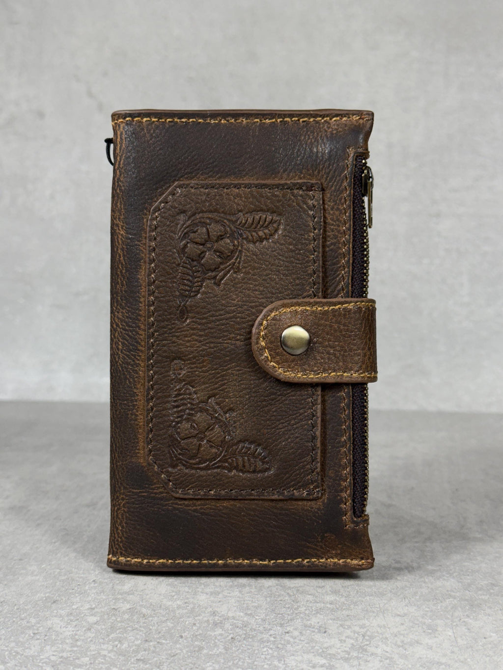 Handmade Leather Wallet Case for Google Pixel: Retro Card Holder with Zipper
