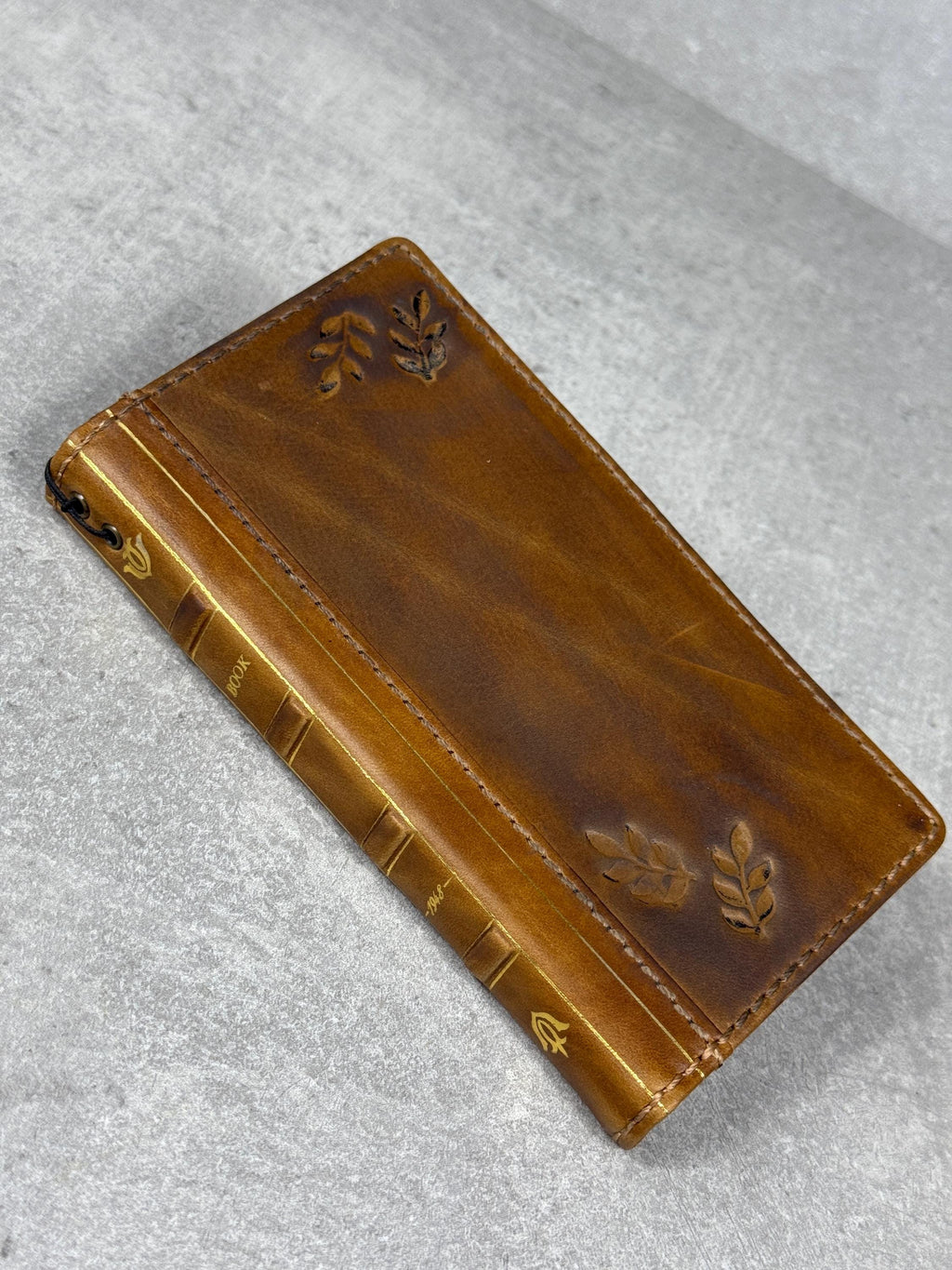 Handmade Leather Wallet Case for Galaxy: Book Design, Card Slots