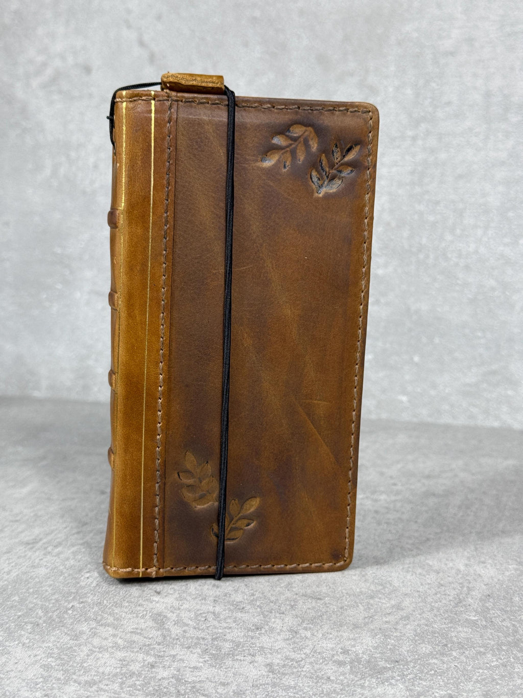 Genuine Leather iPhone Wallet Case: Vintage Book Style, Card Slots