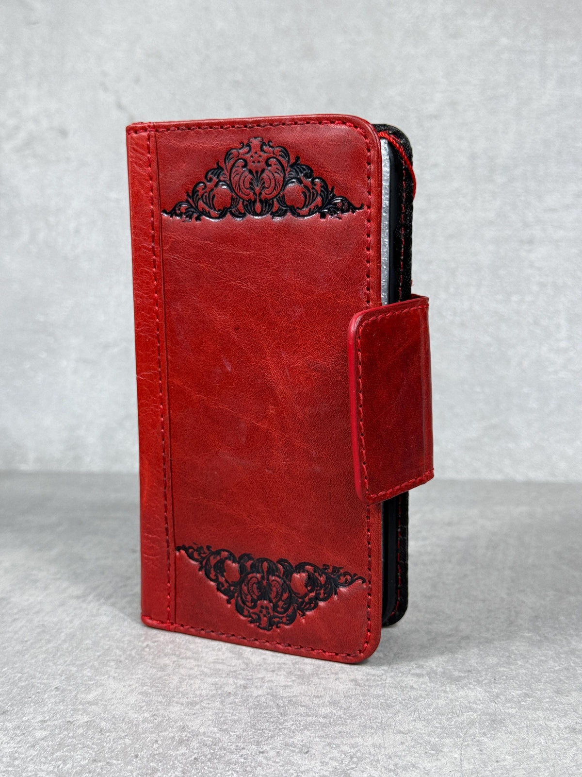 Handmade Leather Wallet Case for Galaxy: Book Design, Card Slots