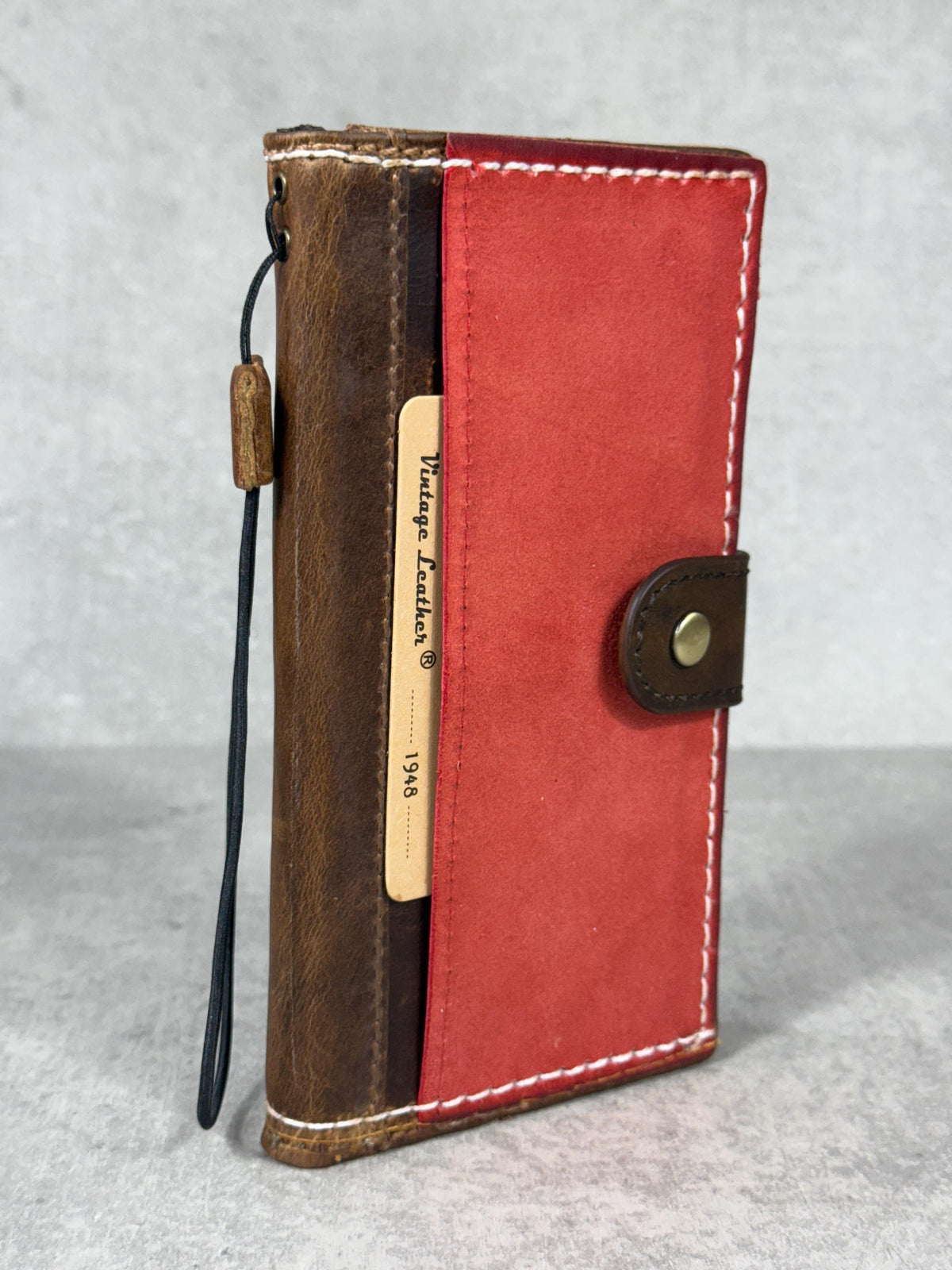 Handmade Leather Wallet Case for Galaxy: Book Design, Card Slots