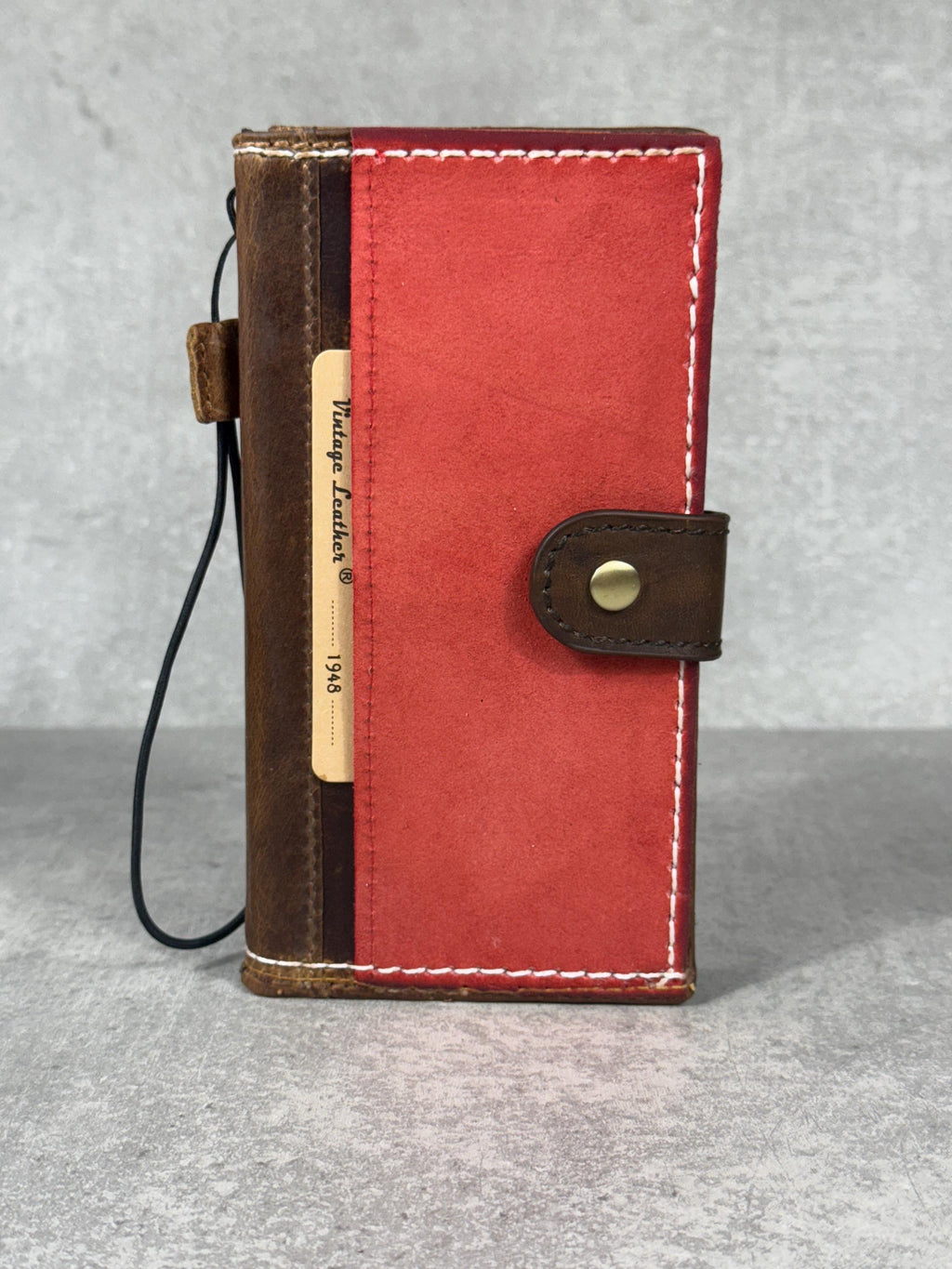 Vintage Leather iPhone Wallet Case: Book Style, Card Slots